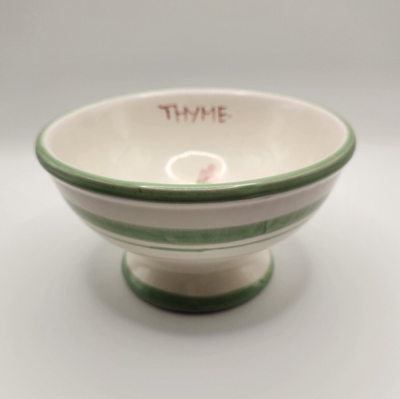 Williams Sonoma Herbs‎ Flora Thyme Pedastal Bowl, Italian Earthenware, Italy - Picture 3 of 8